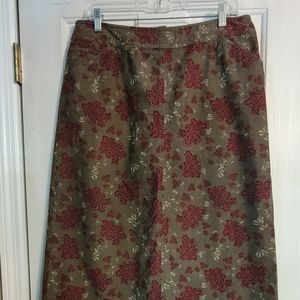 Eddie Bauer Floral Print Corduroy Skirt
